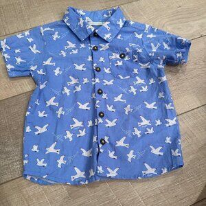 JOJO MAMAN BEBE BOYS SIZE 2-3 YEARS SHORT SLEEVE BUTTON UP SHIRT BLUE